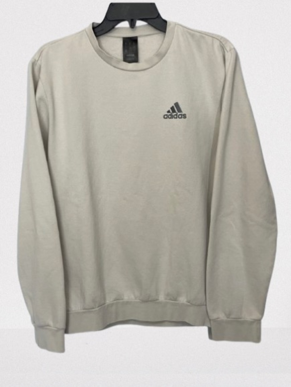Adidas Beige Embroidered Logo Pullover Sweatshirt Size M